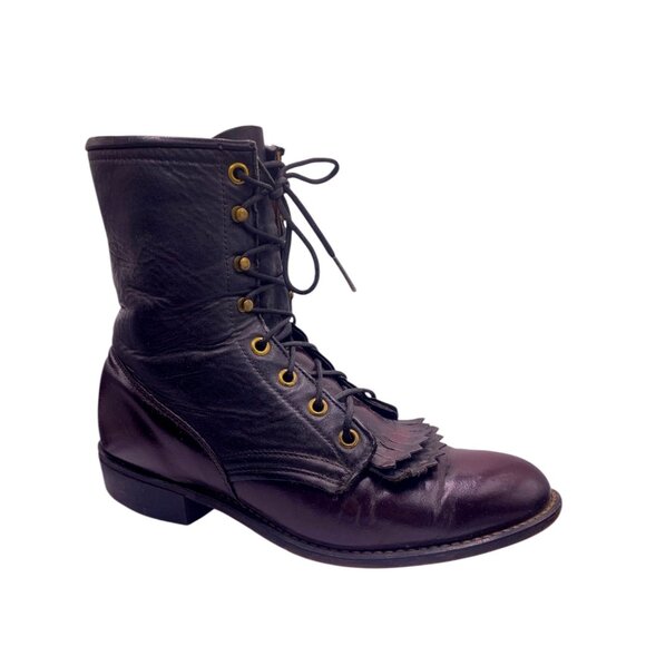 LAREDO Black Two Tone Leather ROPER Boots - Picture 1 of 5